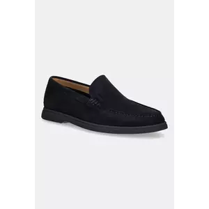 BOSS mocasini din piele întoarsă Sienne culoarea bleumarin, 50543083 imagine