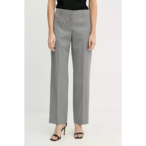 BOSS pantaloni de lână culoarea gri, drept, medium waist, 50542004 imagine