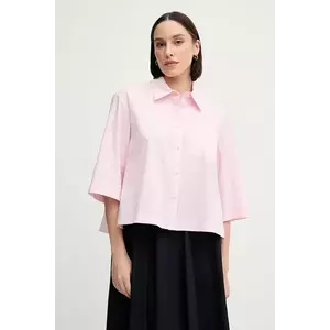 Sisley cămașă din bumbac culoarea roz, cu guler clasic, relaxed, 5WMELQ08V imagine