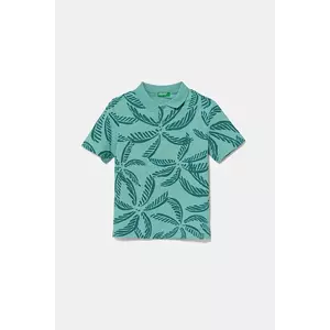 United Colors of Benetton tricouri polo din bumbac pentru copii culoarea verde, cu imprimeu, 36Y4C301W imagine