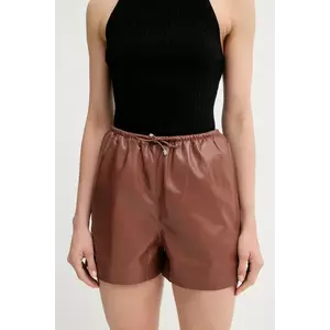 Nanushka pantaloni scurți ANIELA culoarea maro, uni, high waist, NW25SSST21875 imagine