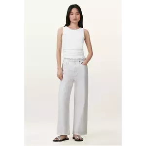 AllSaints pantaloni din bumbac BLAKE culoarea alb, lat, medium waist, W091EC imagine