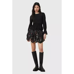 AllSaints fustă din bumbac DELILAH culoarea negru, mini, evazați, W032RC imagine
