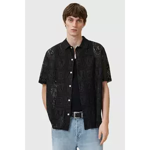 AllSaints cămașă NETLEY culoarea negru, cu guler clasic, relaxed, M028SD imagine