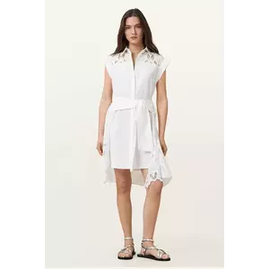 AllSaints rochie din bumbac ZOLA culoarea alb, mini, drept, W129DC imagine
