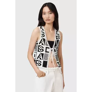 AllSaints vestă din bumbac FLORENCE culoarea negru, de tranziție, W067KC imagine