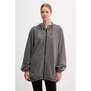 adidas Originals hanorac din bumbac Wash Zip Hoodie culoarea gri, cu glugă, uni, JD0054 imagine