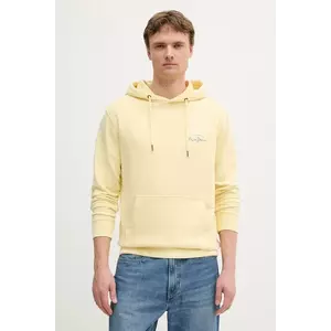 Pepe Jeans hanorac din bumbac culoarea galben, cu glugă, cu imprimeu, PM582916 imagine
