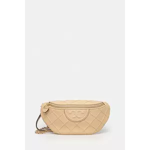 Tory Burch borsetă de piele Fleming culoarea bej, 160132-700 imagine