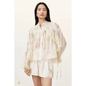 AllSaints cămașă DELPHINE culoarea alb, cu guler stand-up, regular, W057PC imagine
