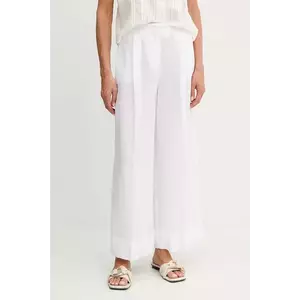 MAX&Co. pantaloni din in culoarea alb, lat, high waist, 2516131025200 imagine
