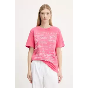 Tommy Jeans tricou din bumbac culoarea roz, DW0DW20923 imagine