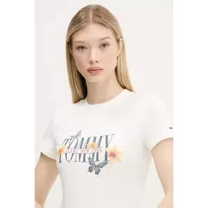 Tommy Jeans tricou din bumbac culoarea bej, DW0DW21340 imagine