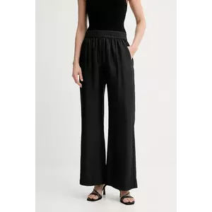 MUNTHE pantaloni de matase ARUM culoarea negru, lat, high waist, 247140524702 imagine