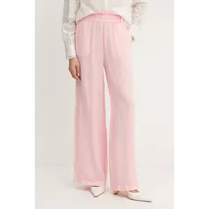 MAX&Co. pantaloni din in culoarea roz, lat, high waist, 2516131035200 imagine