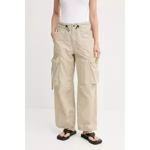 G-Star pantaloni din bumbac culoarea bej, drept, high waist, D26433-C973 imagine