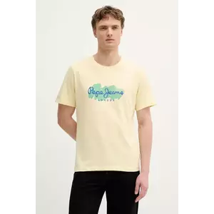 Pepe Jeans tricou din bumbac culoarea galben, cu imprimeu, PM509959 imagine