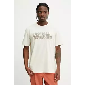 Fjallraven tricou sport Lush Logo T-shirt culoarea bej, cu imprimeu, F12600219 imagine