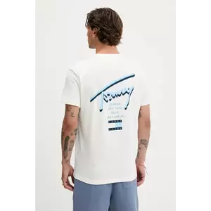 Tommy Jeans tricou din bumbac culoarea alb, cu imprimeu, DM0DM21934 imagine