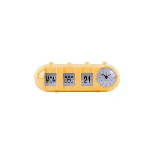 Karlsson ceas cu alarmă Retro Tube Calendar Flip culoarea galben imagine
