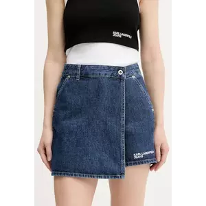 Karl Lagerfeld Jeans pantaloni scurți jeans culoarea bleumarin, uni, high waist, A3W10133 imagine