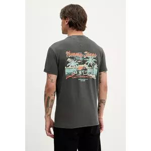 Tommy Jeans tricou din bumbac culoarea gri, cu imprimeu, DM0DM21866 imagine
