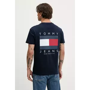 Tommy Jeans tricou din bumbac culoarea bleumarin, cu imprimeu, DM0DM21910 imagine