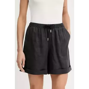 BOSS Orange pantaloni scurți culoarea negru, uni, high waist, 50537924 imagine