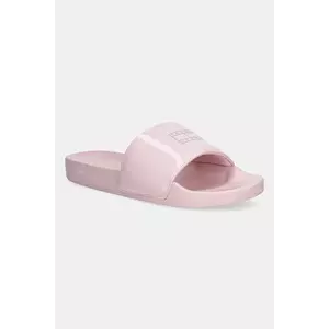 Tommy Jeans papuci FLAG POOL SLIDE PATENT culoarea roz, EN0EN02901 imagine