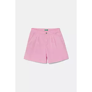 United Colors of Benetton pantaloni scurți din bumbac pentru copii culoarea roz, uni, talie reglabila, 47RGC903Y imagine