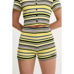 adidas Originals pantaloni scurți Towel S Shorts culoarea galben, cu imprimeu, high waist, JC5331 imagine