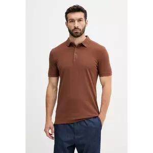 Sisley polo de bumbac culoarea maro, uni, 3089S300T imagine
