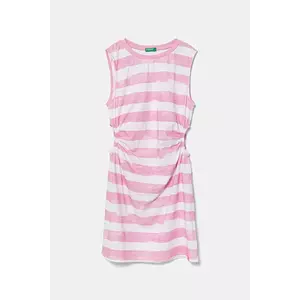 United Colors of Benetton rochie din bumbac pentru copii culoarea roz, mini, drept, 3SL3CV013 imagine