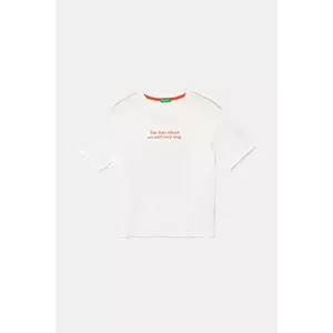 United Colors of Benetton tricou de bumbac pentru copii culoarea alb, cu imprimeu, 3I1XC10P4 imagine