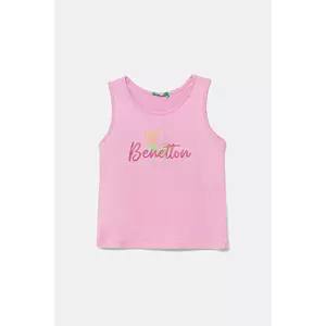 United Colors of Benetton top din bumbac pentru copii culoarea roz, 3I1XGH012 imagine