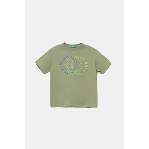 United Colors of Benetton tricou de bumbac pentru copii culoarea verde, cu imprimeu, 3I1XC10OO imagine