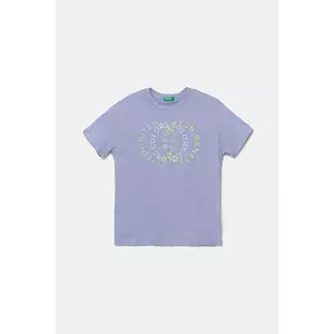 United Colors of Benetton tricou de bumbac pentru copii culoarea violet, cu imprimeu, 3I1XC10OO imagine