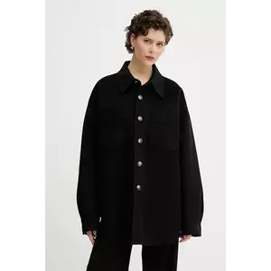 Nanushka jachetă de cămașă din lână MARTIN culoarea negru, de tranzitie, oversize, NM24CROW01899 imagine