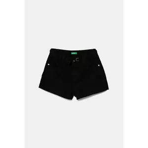 United Colors of Benetton pantaloni scurți din denim pentru copii culoarea negru, uni, 4PLRC903Z imagine
