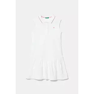 United Colors of Benetton rochie fete culoarea alb, mini, evazată, 3F9HCV012 imagine