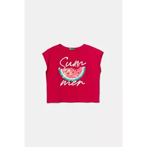 United Colors of Benetton tricou de bumbac pentru copii culoarea roz, 3I1XC10P0 imagine