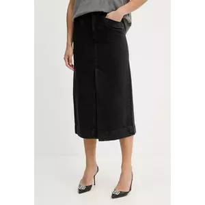 BOSS fustă jeans culoarea negru, midi, drept, 50542557 imagine