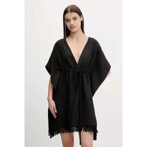 Sisley rochie de plajă cu amestec de in culoarea negru, 6YOFW800S imagine