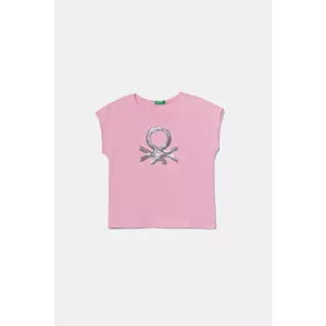 United Colors of Benetton tricou de bumbac pentru copii culoarea roz, 3I1XC10P1 imagine