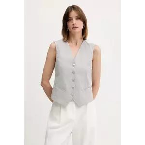 Sisley vestă cu amestec de in culoarea gri, un singur rând de nasturi, 2X0KLJ00S imagine