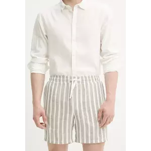 Solid pantaloni scurți din in FRIED bărbați, culoarea verde, 21108373 170613 imagine