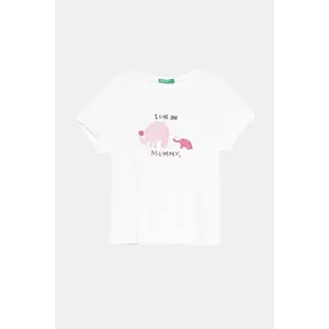United Colors of Benetton tricou de bumbac pentru copii culoarea alb, 3I1XG10JJ imagine
