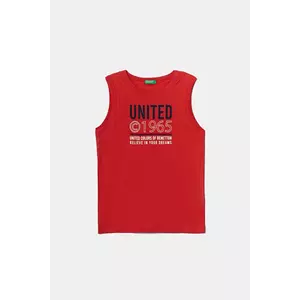 United Colors of Benetton top din bumbac pentru copii culoarea rosu, cu imprimeu, 3I1XCH01W imagine