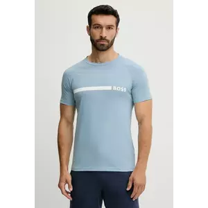 BOSS tricou din bumbac bărbați, culoarea albastru, cu imprimeu, 50517970 imagine