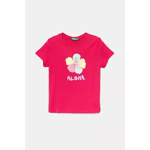 United Colors of Benetton tricou de bumbac pentru copii culoarea roz, 3I1XG10JJ imagine
